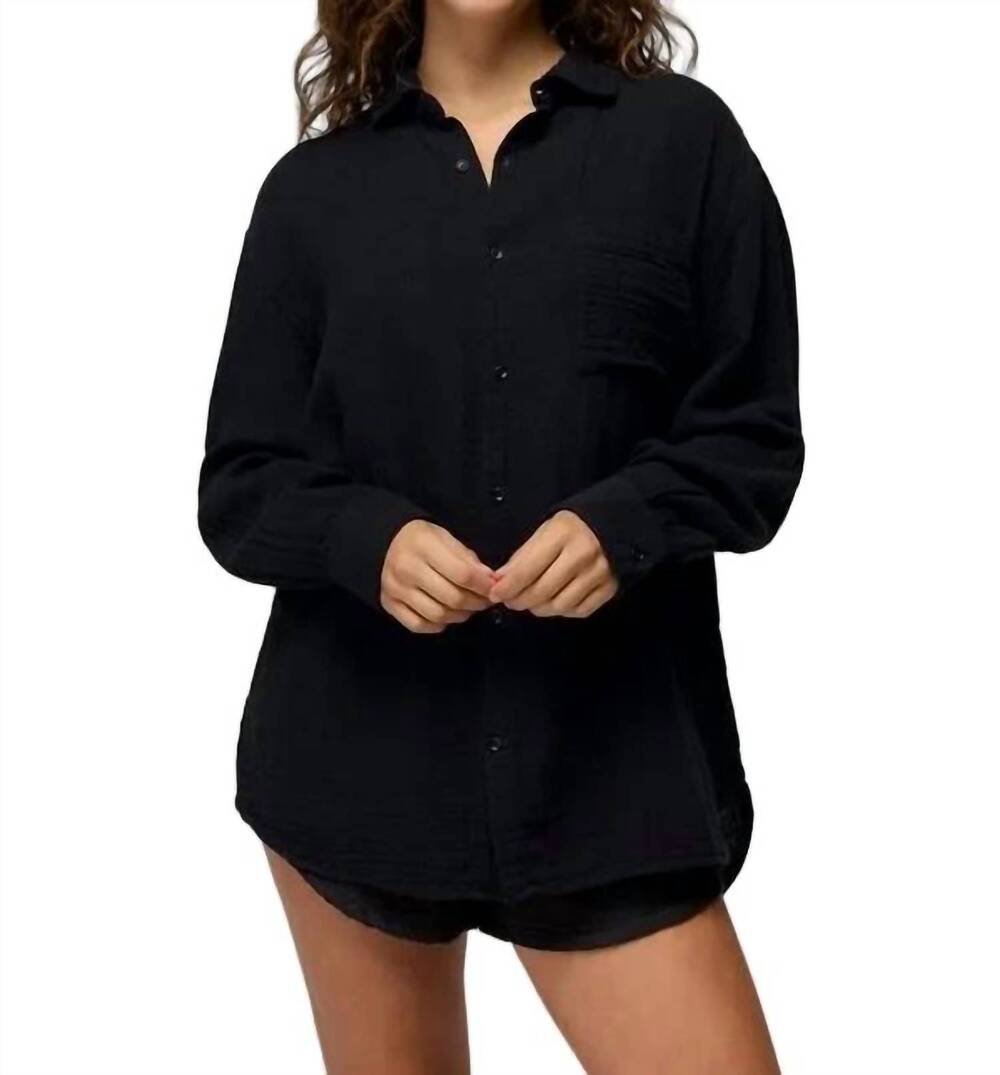 NEW PRANA hideaways button down top in black